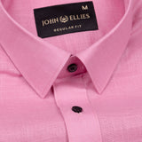 Jovess Pink Plain Cotton Linen Blend Shirt - John Ellies