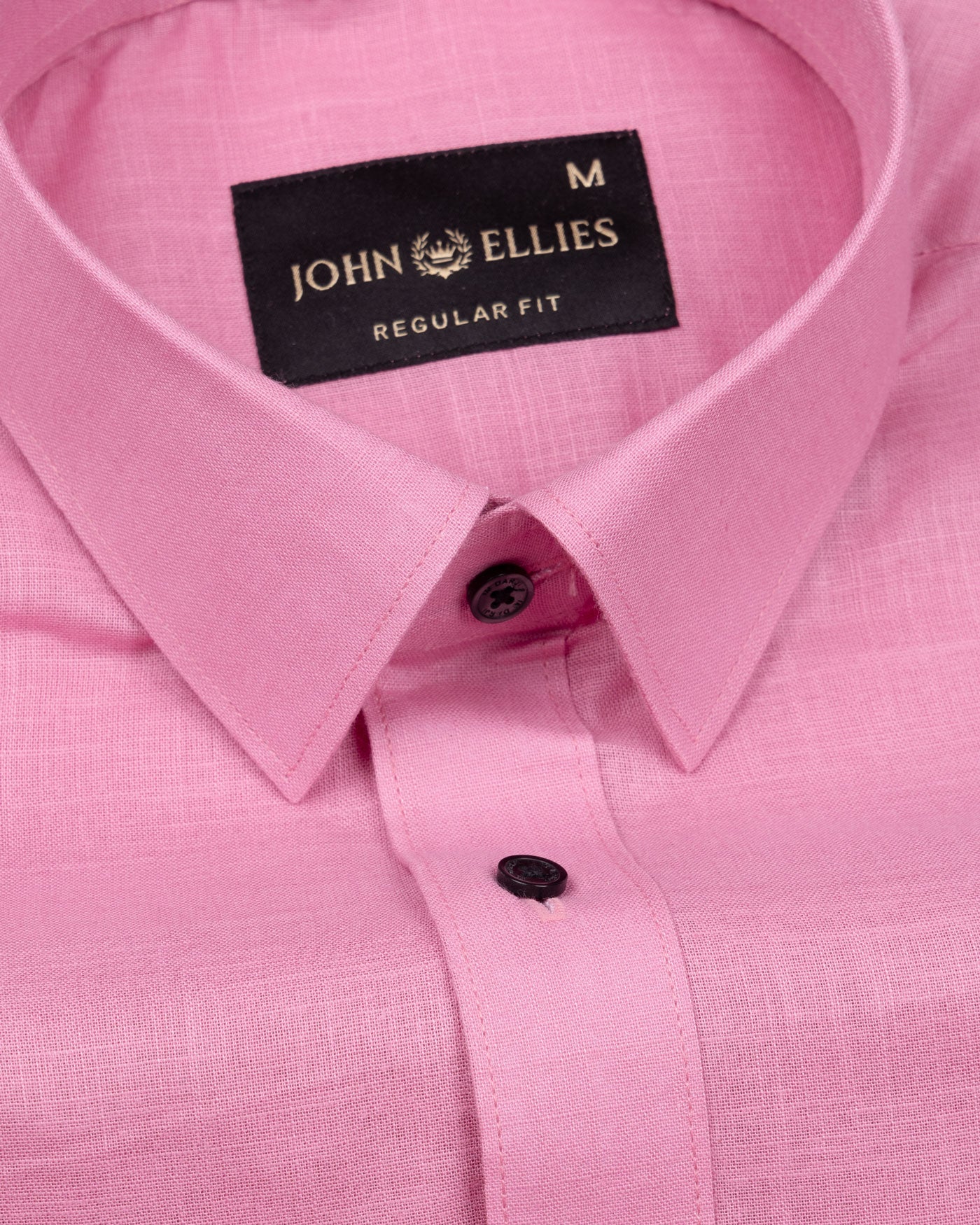 Jovess Pink Plain Cotton Linen Blend Shirt - John Ellies