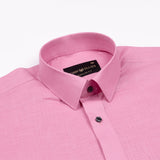 Jovess Pink Plain Cotton Linen Blend Shirt - John Ellies