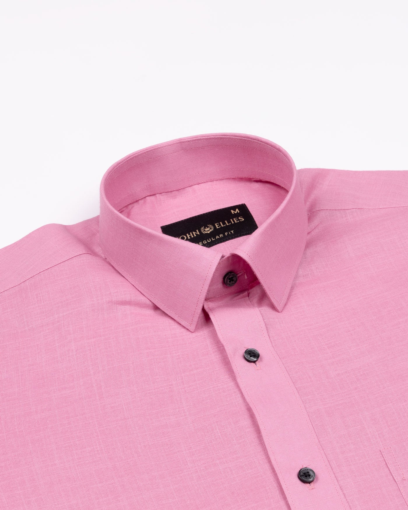 Jovess Pink Plain Cotton Linen Blend Shirt - John Ellies