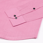 Jovess Pink Plain Cotton Linen Blend Shirt - John Ellies