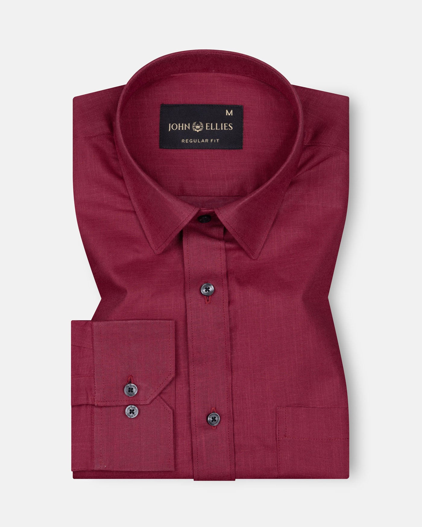 Jovess Maroon Plain Cotton Linen Blend Shirt - John Ellies