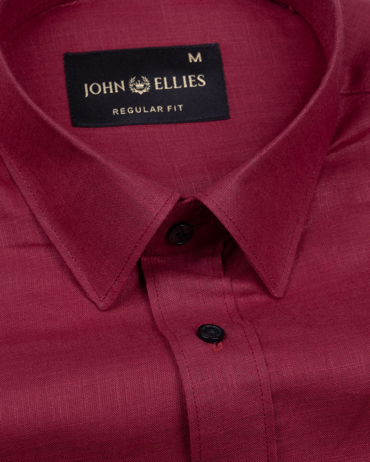 Jovess Maroon Plain Cotton Linen Blend Shirt - John Ellies