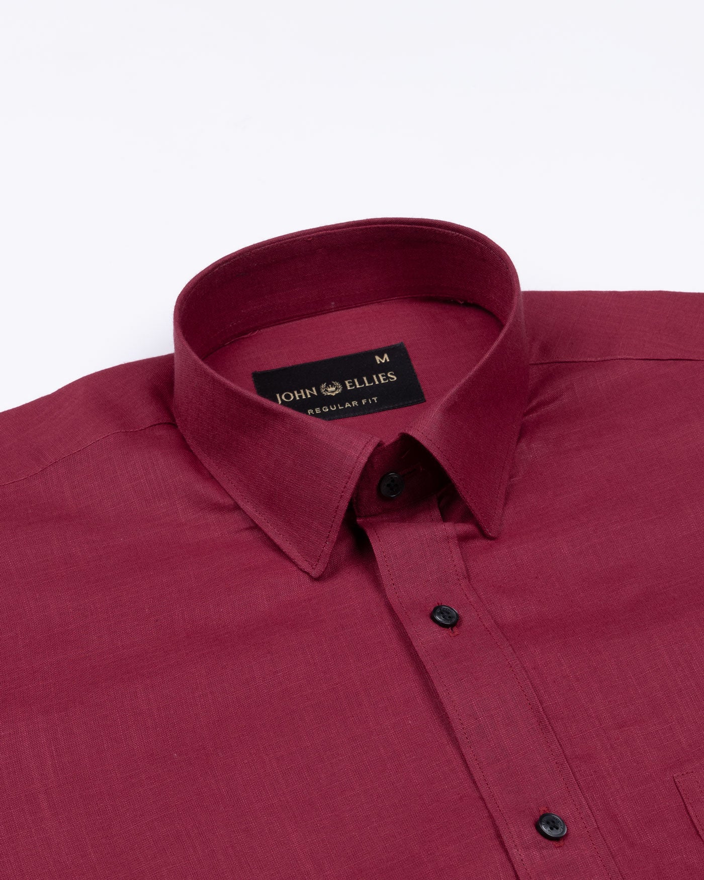 Jovess Maroon Plain Cotton Linen Blend Shirt - John Ellies