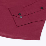 Jovess Maroon Plain Cotton Linen Blend Shirt - John Ellies