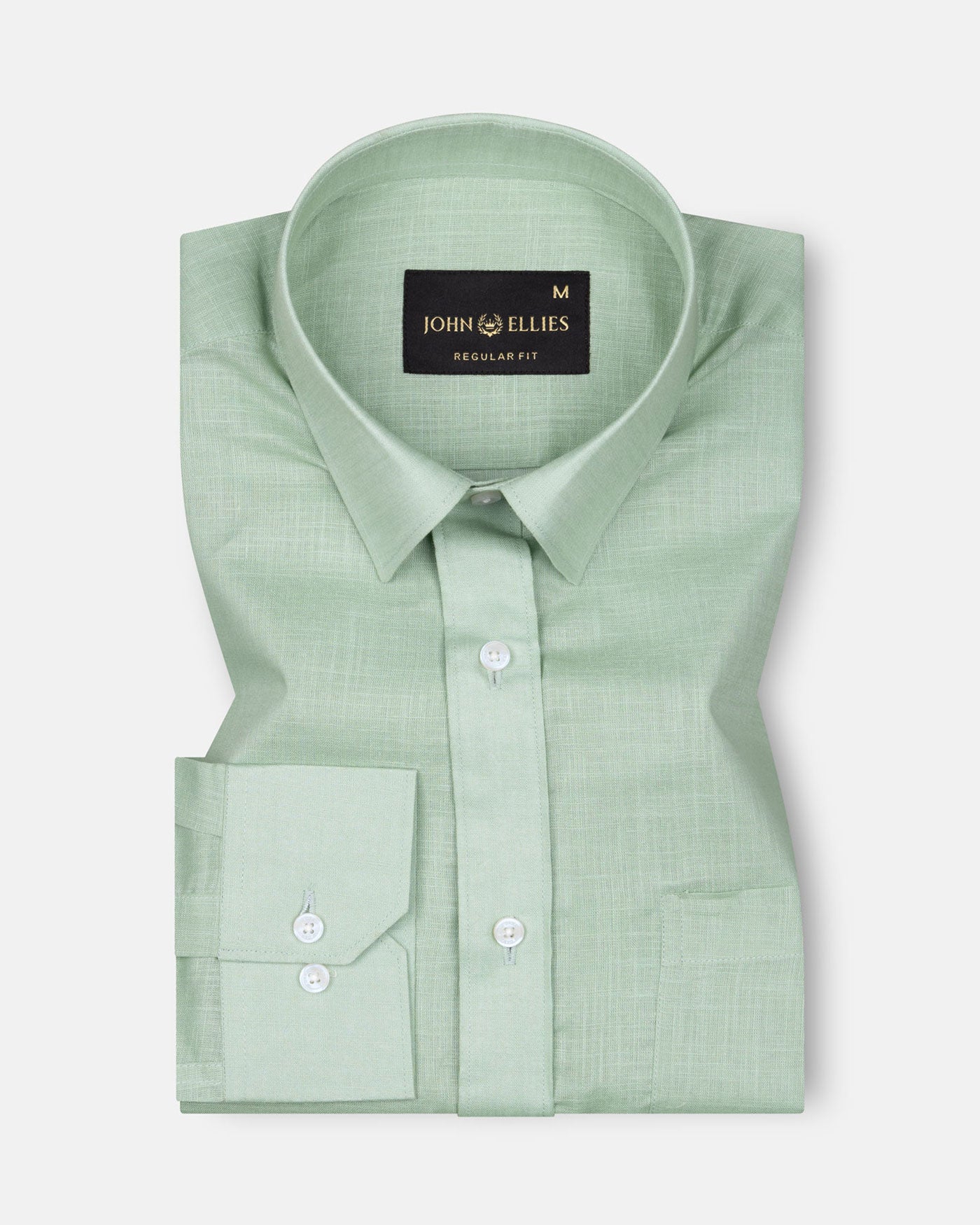 Jovess Olive Plain Cotton Linen Blend Shirt - John Ellies