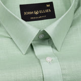 Jovess Olive Plain Cotton Linen Blend Shirt - John Ellies