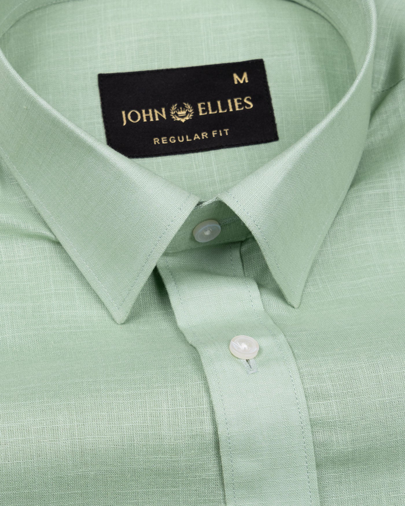 Jovess Olive Plain Cotton Linen Blend Shirt - John Ellies