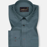 Jovess Teal Plain Cotton Linen Blend Shirt - John Ellies