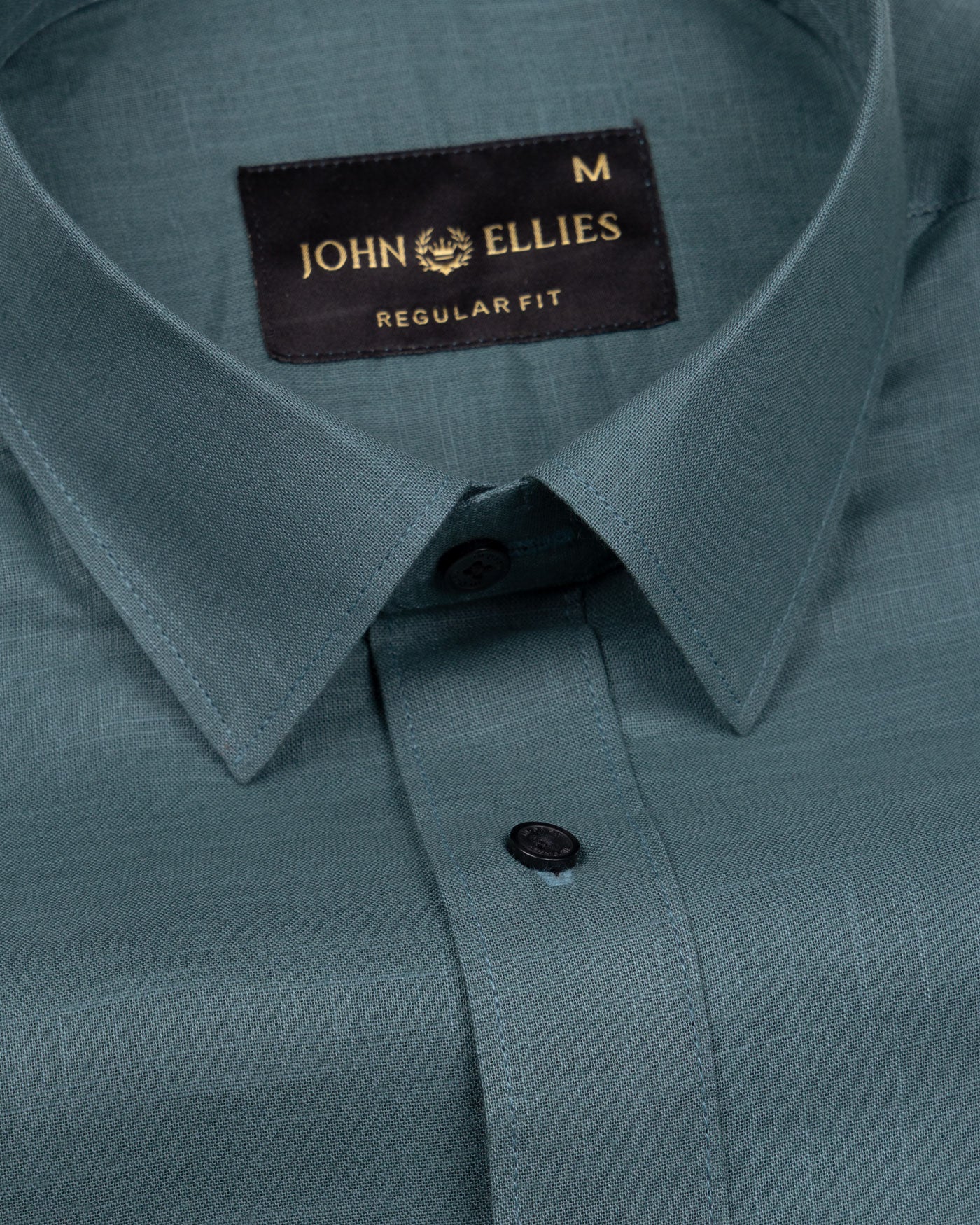 Jovess Teal Plain Cotton Linen Blend Shirt - John Ellies