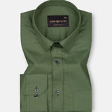 Jovess Green Plain Cotton Linen Blend Shirt - John Ellies