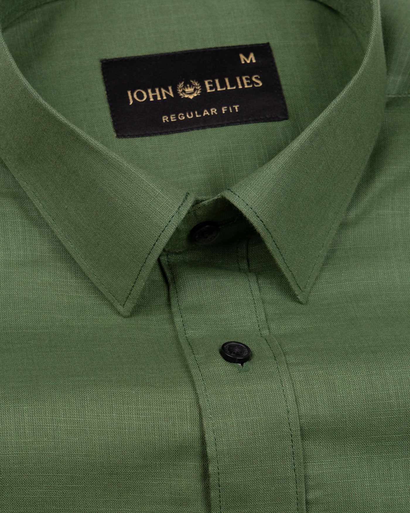 Jovess Green Plain Cotton Linen Blend Shirt - John Ellies