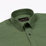 Jovess Green Plain Cotton Linen Blend Shirt - John Ellies