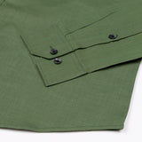 Jovess Green Plain Cotton Linen Blend Shirt - John Ellies