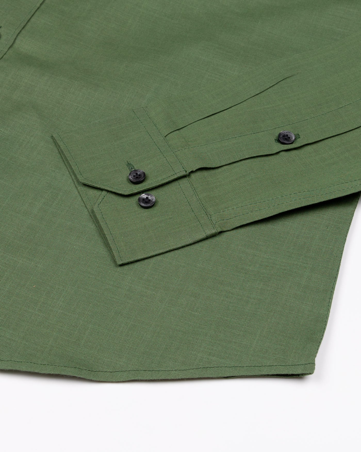 Jovess Green Plain Cotton Linen Blend Shirt - John Ellies