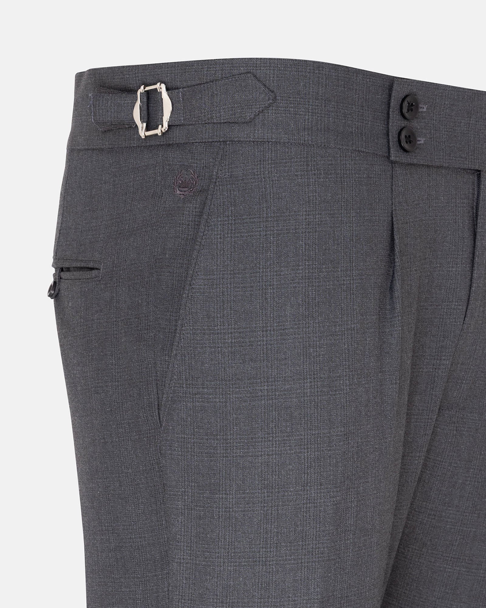 Vittorio Grey Checked Formal Single Pleated Italian Pant - John Ellies