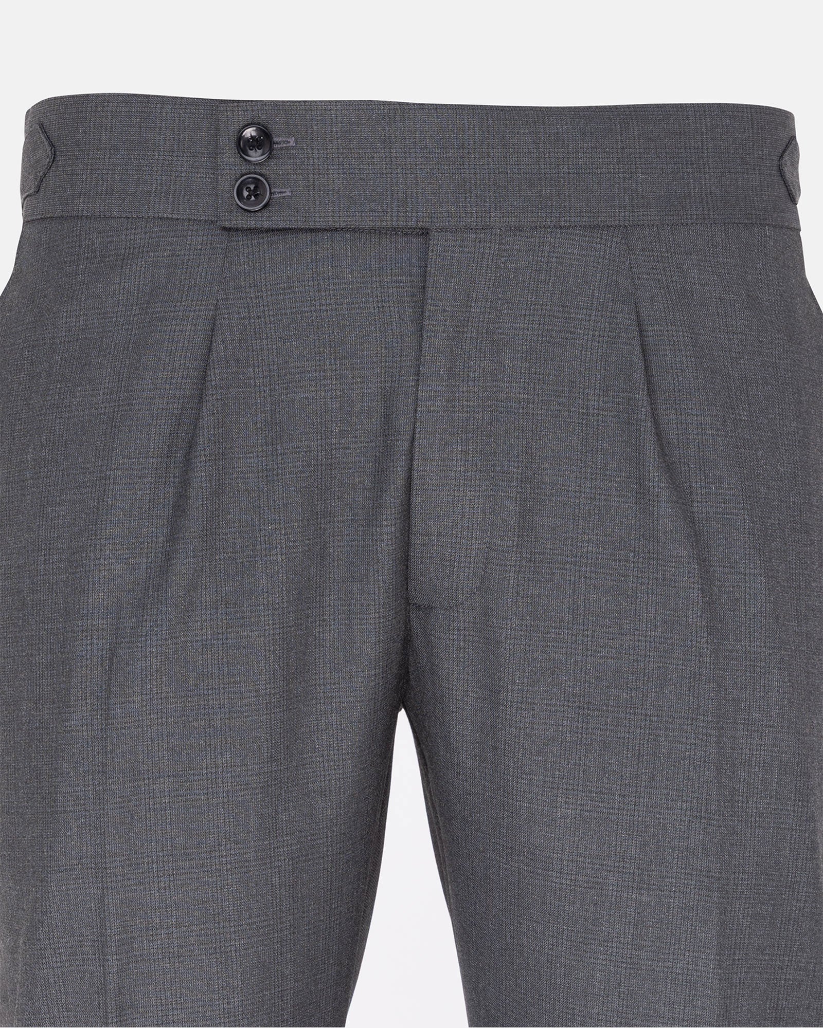 Vittorio Grey Checked Formal Single Pleated Italian Pant - John Ellies