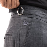 Vittorio Grey Checked Formal Single Pleated Italian Pant