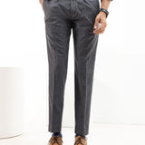 Vittorio Grey Checked Formal Single Pleated Italian Pant