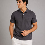 Persien Grey Cotton Textured Polo T-Shirt