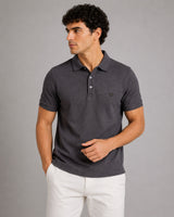 Persien Grey Cotton Textured Polo T-Shirt