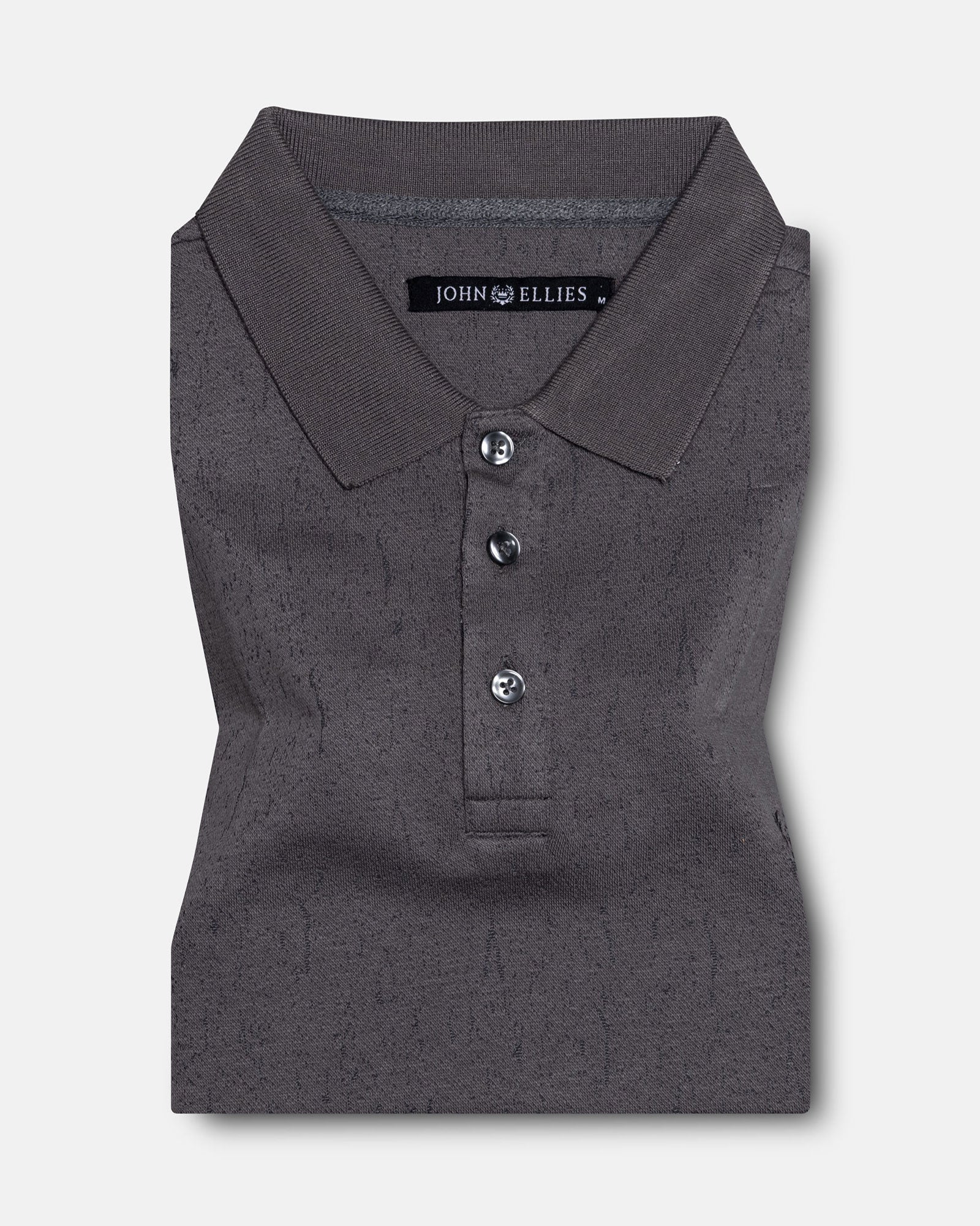 Persien Grey Cotton Textured Polo T-Shirt - John Ellies
