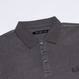 Persien Grey Cotton Textured Polo T-Shirt - John Ellies