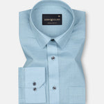 Jovess Sky Blue Plain Cotton Linen Blend Shirt - John Ellies