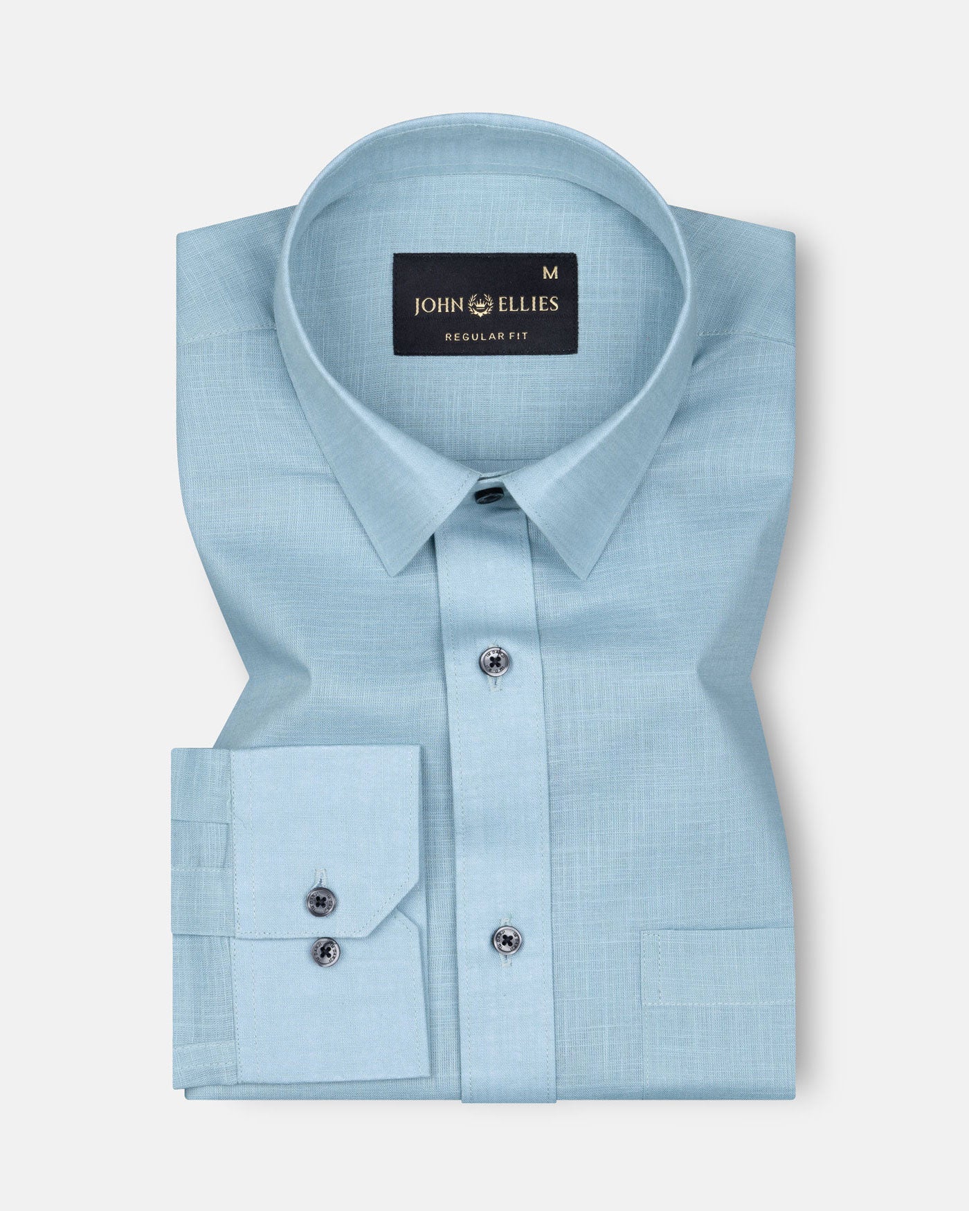 Jovess Sky Blue Plain Cotton Linen Blend Shirt - John Ellies