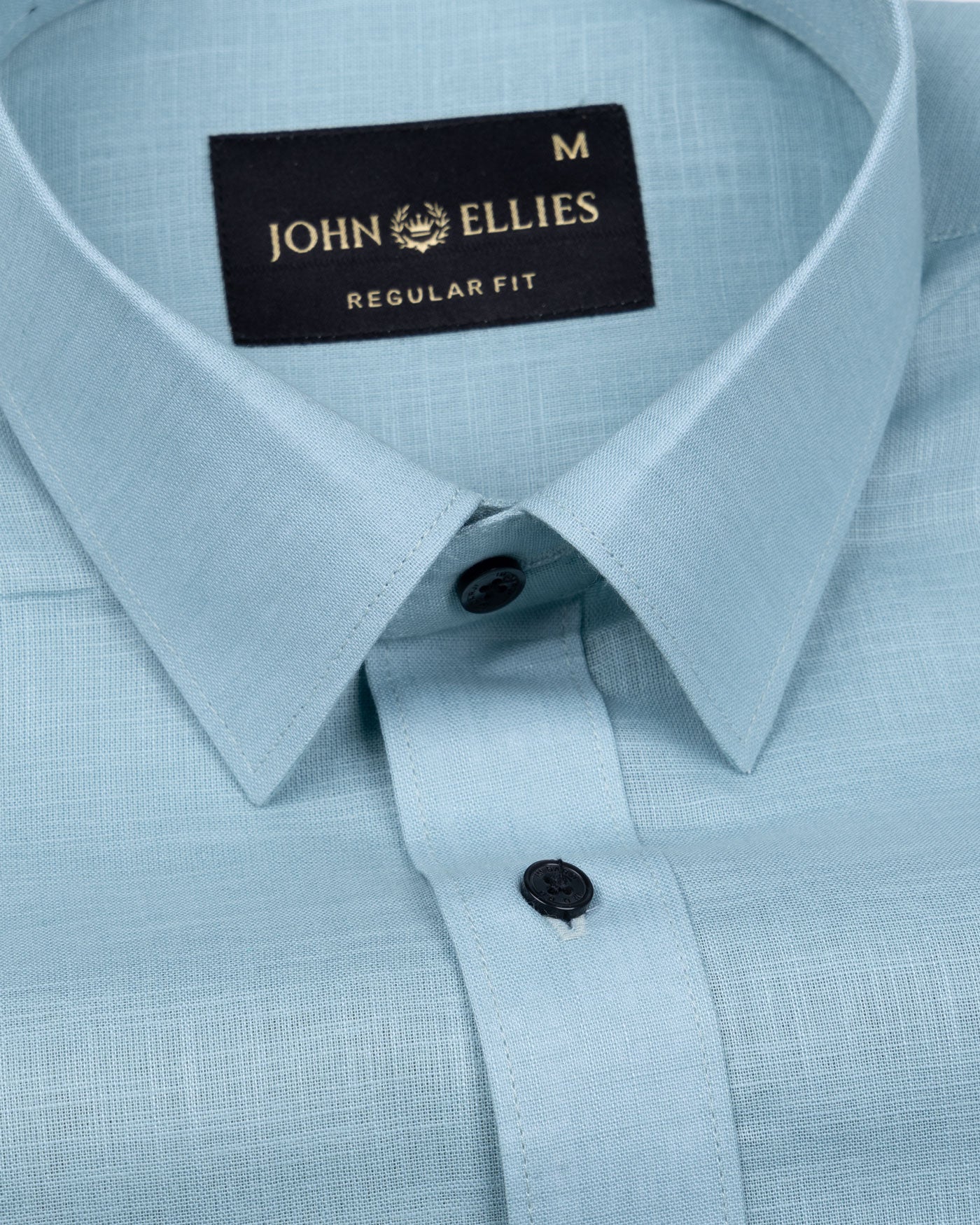 Jovess Sky Blue Plain Cotton Linen Blend Shirt - John Ellies