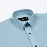 Jovess Sky Blue Plain Cotton Linen Blend Shirt - John Ellies