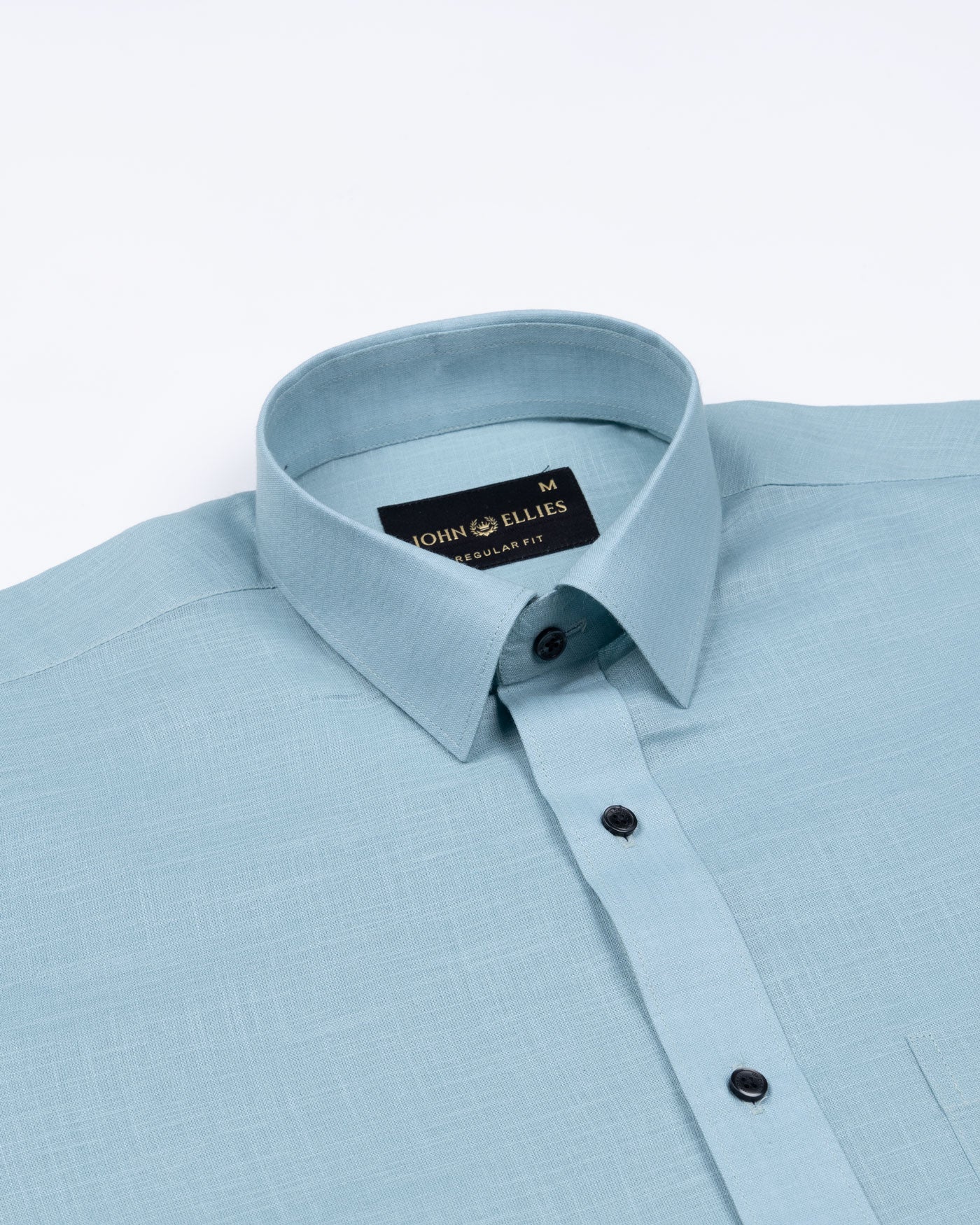 Jovess Sky Blue Plain Cotton Linen Blend Shirt - John Ellies