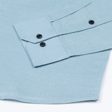 Jovess Sky Blue Plain Cotton Linen Blend Shirt - John Ellies