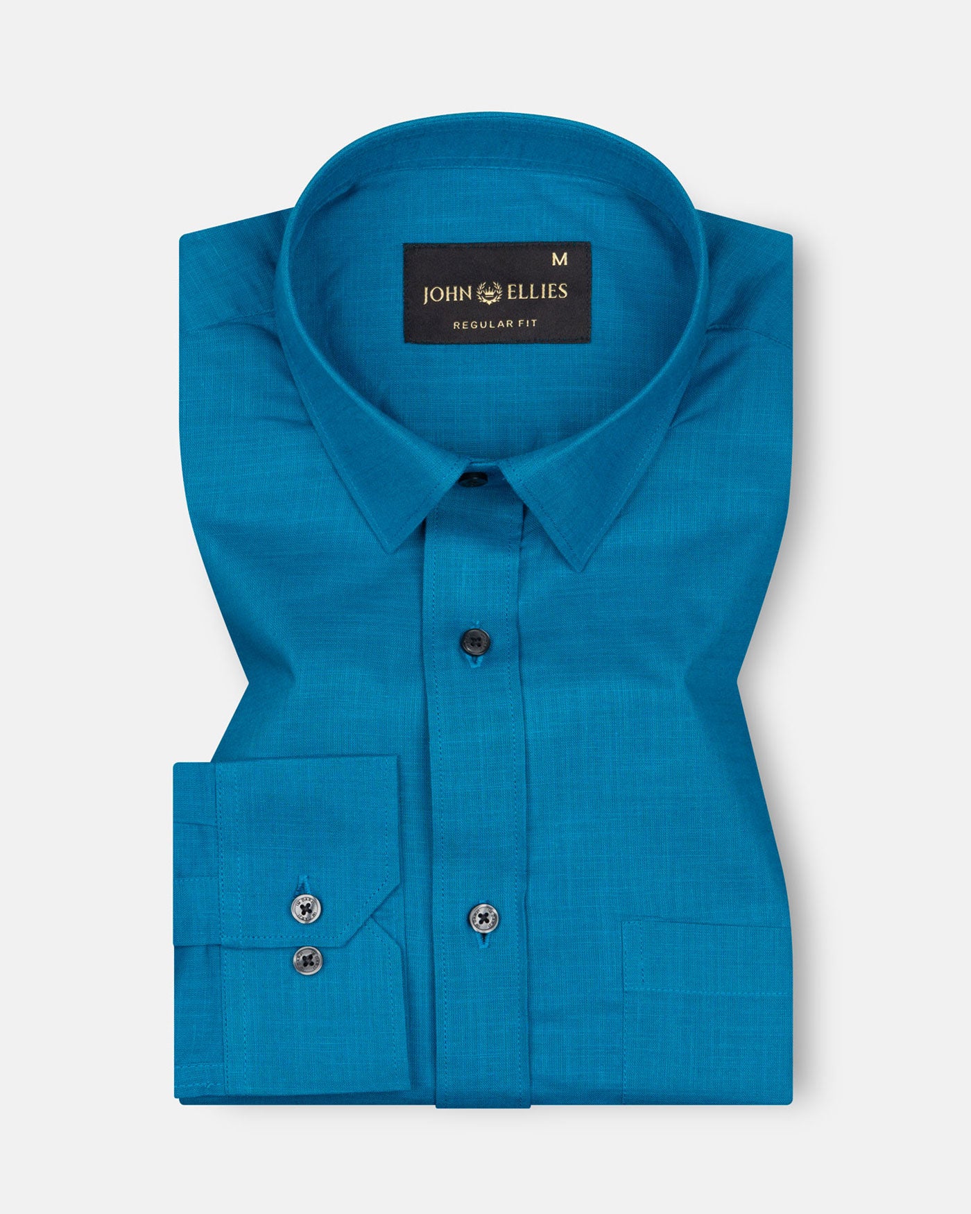 Jovess Cyan Plain Cotton Linen Blend Shirt - John Ellies