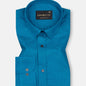 Jovess Cyan Plain Cotton Linen Blend Shirt - John Ellies