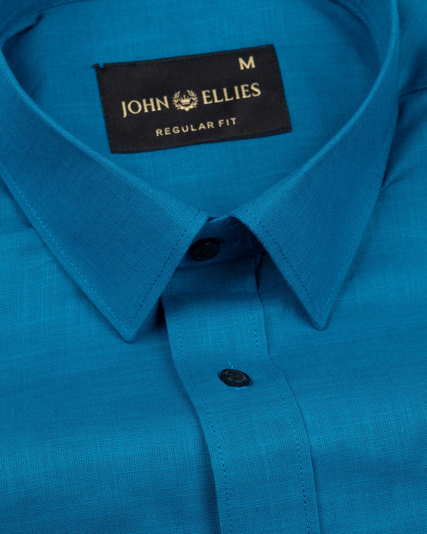 Jovess Cyan Plain Cotton Linen Blend Shirt - John Ellies