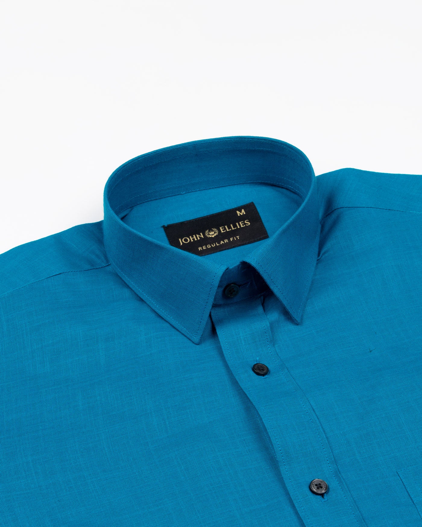 Jovess Cyan Plain Cotton Linen Blend Shirt - John Ellies