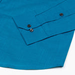 Jovess Cyan Plain Cotton Linen Blend Shirt - John Ellies