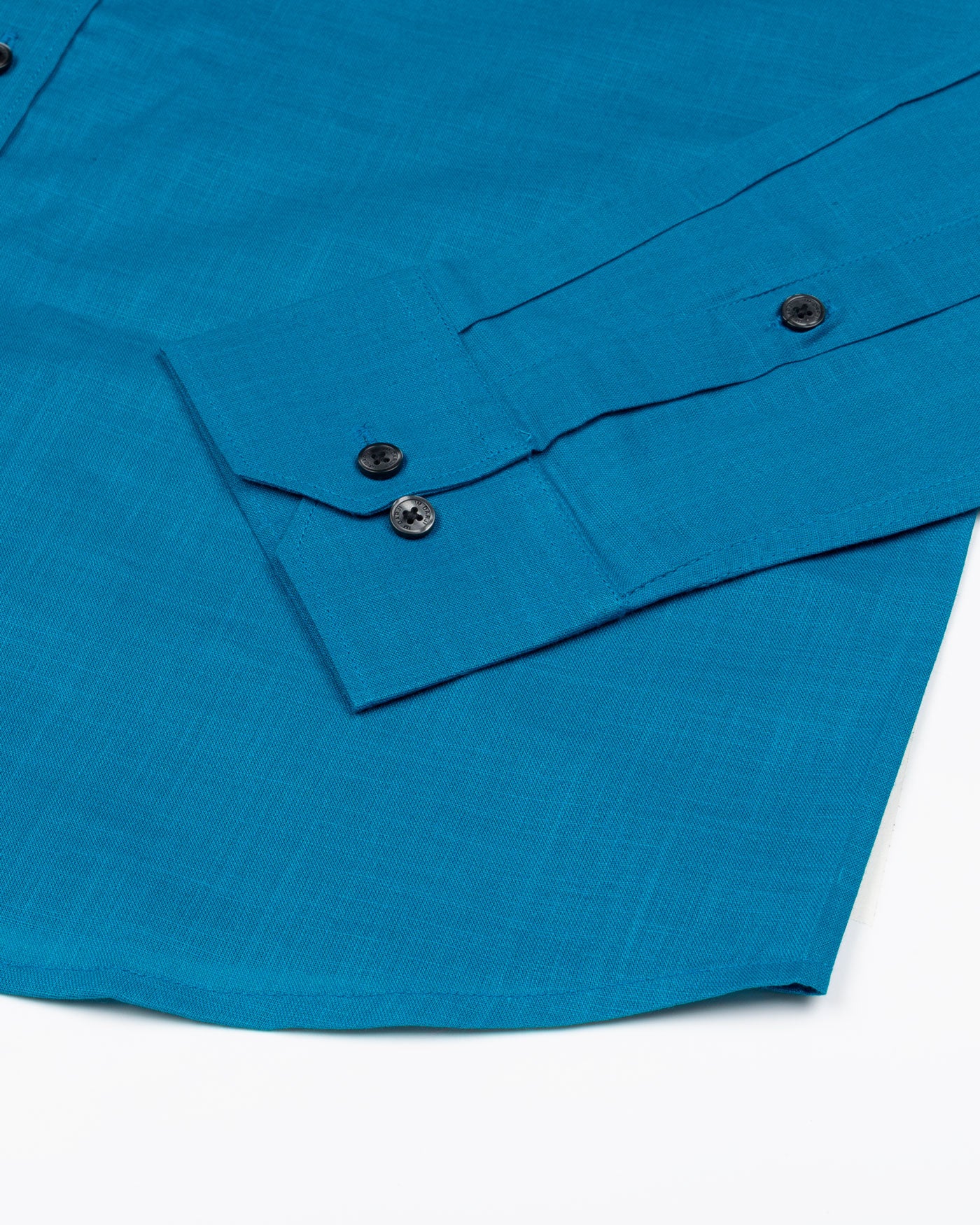 Jovess Cyan Plain Cotton Linen Blend Shirt - John Ellies