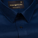 Jovess Navy Blue Plain Cotton Linen Blend Shirt - John Ellies