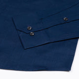 Jovess Navy Blue Plain Cotton Linen Blend Shirt - John Ellies