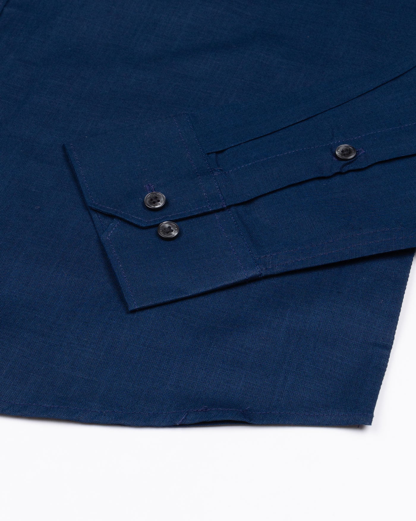 Jovess Navy Blue Plain Cotton Linen Blend Shirt - John Ellies