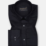 Jovess Black Plain Cotton Linen Blend Shirt - John Ellies