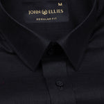 Jovess Black Plain Cotton Linen Blend Shirt - John Ellies