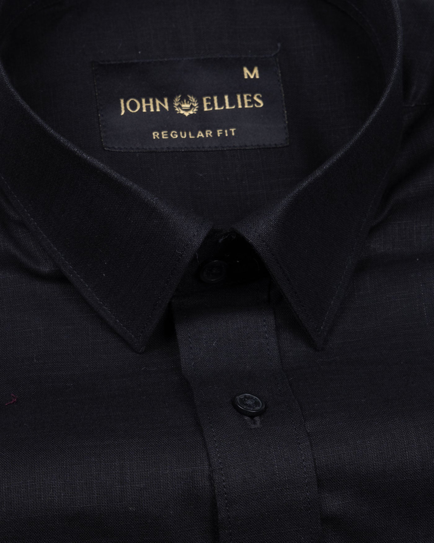 Jovess Black Plain Cotton Linen Blend Shirt - John Ellies