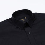 Jovess Black Plain Cotton Linen Blend Shirt - John Ellies