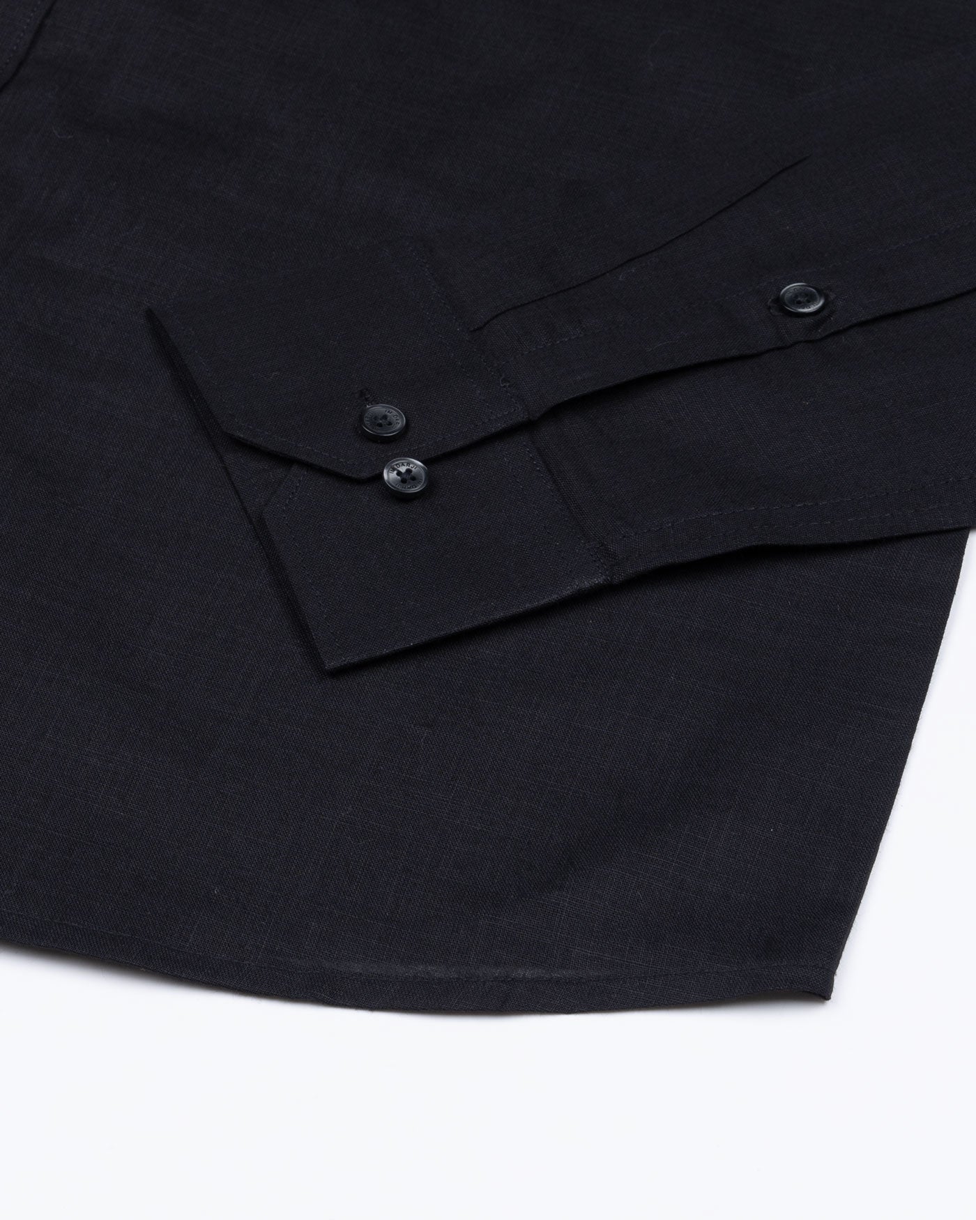 Jovess Black Plain Cotton Linen Blend Shirt - John Ellies