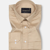 Arista Tan Plain Cotton Shirt - John Ellies