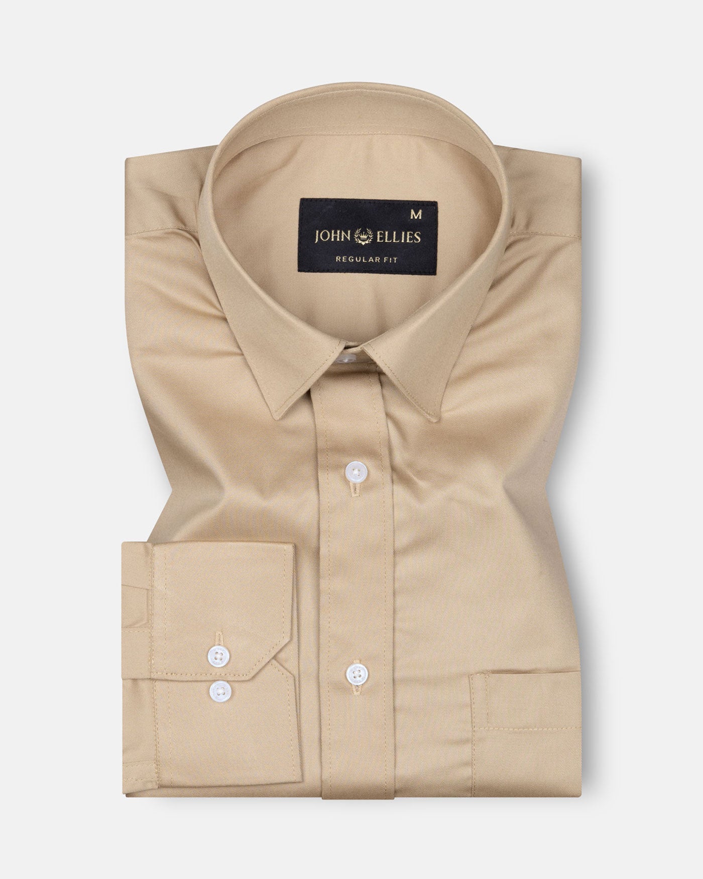 Arista Tan Plain Cotton Shirt - John Ellies