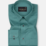 Arista Teal Plain Cotton Shirt - John Ellies